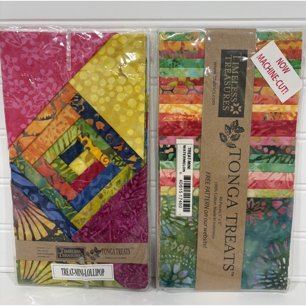 Lot of 2 Timeless Treasures Tonga Treats Batik Mini Packs WATERMELON & LOLLIPOP
